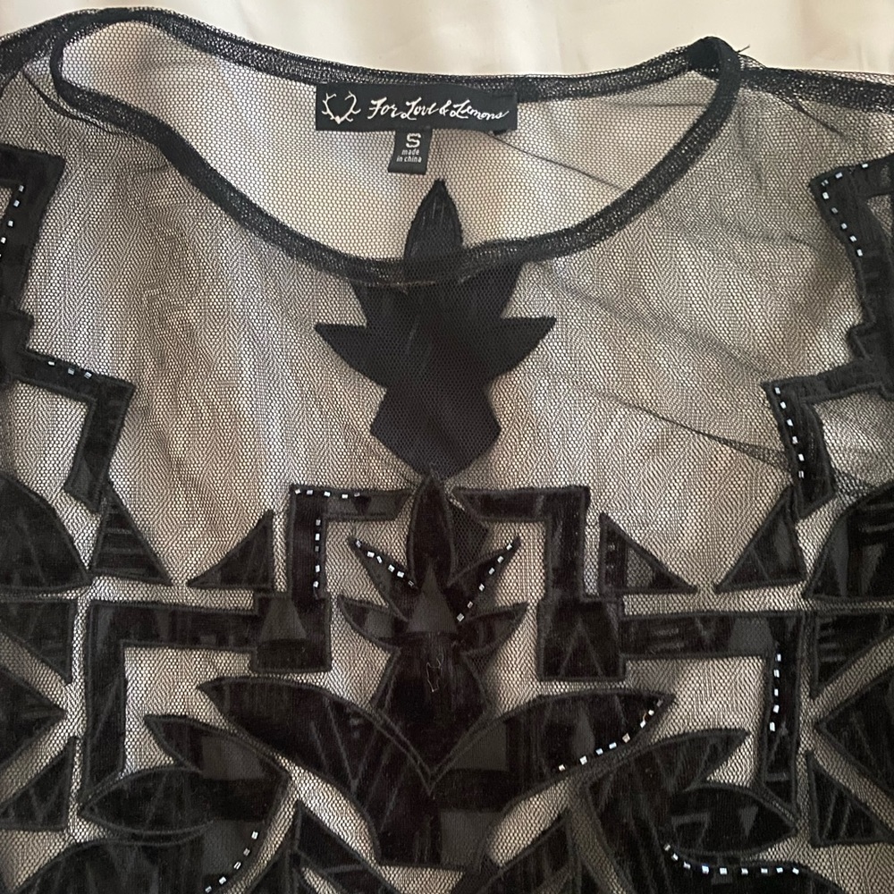 Love and lemons long sleeve crop top sheer small